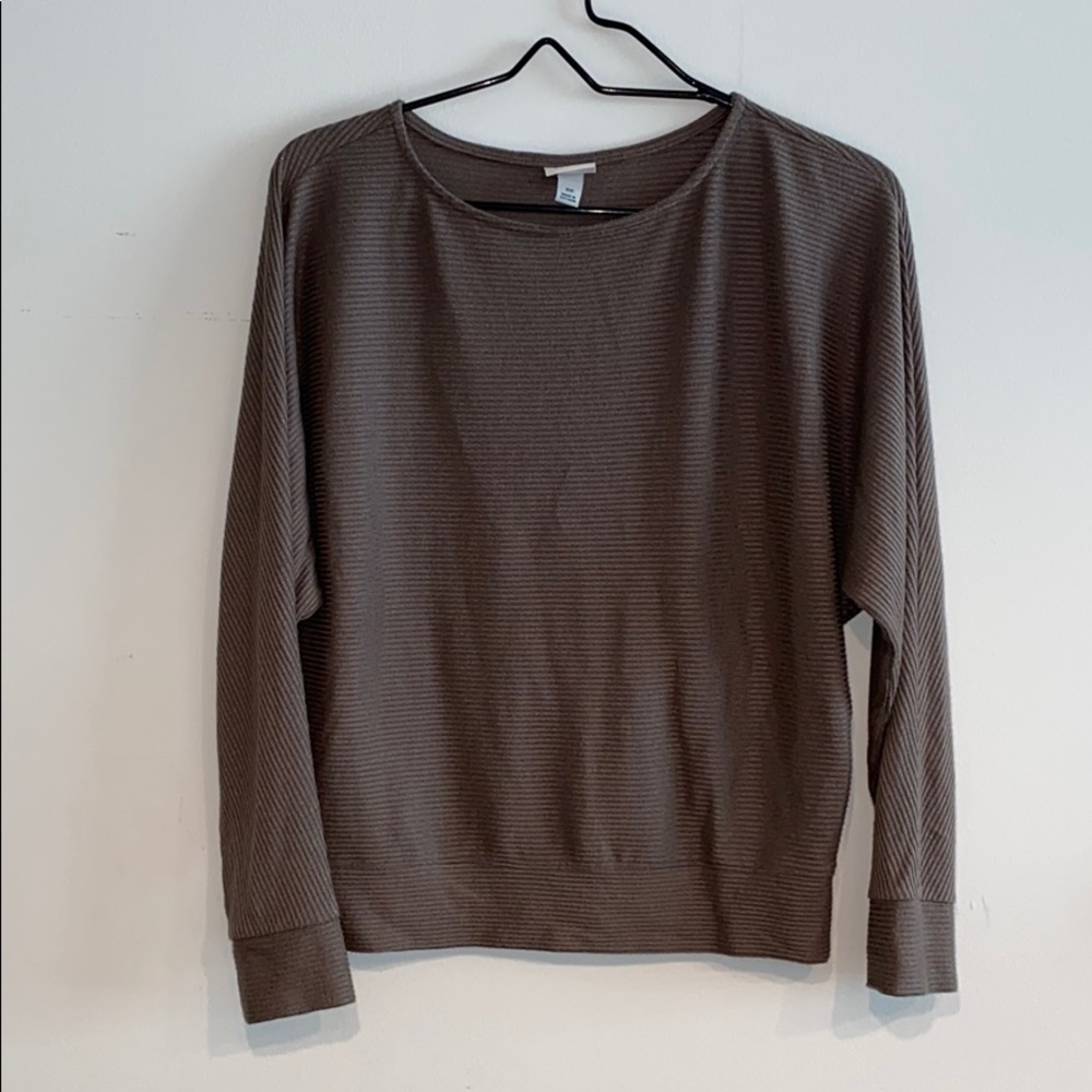 Long Sleeve Boat Neck Rib Snit T-Shirt